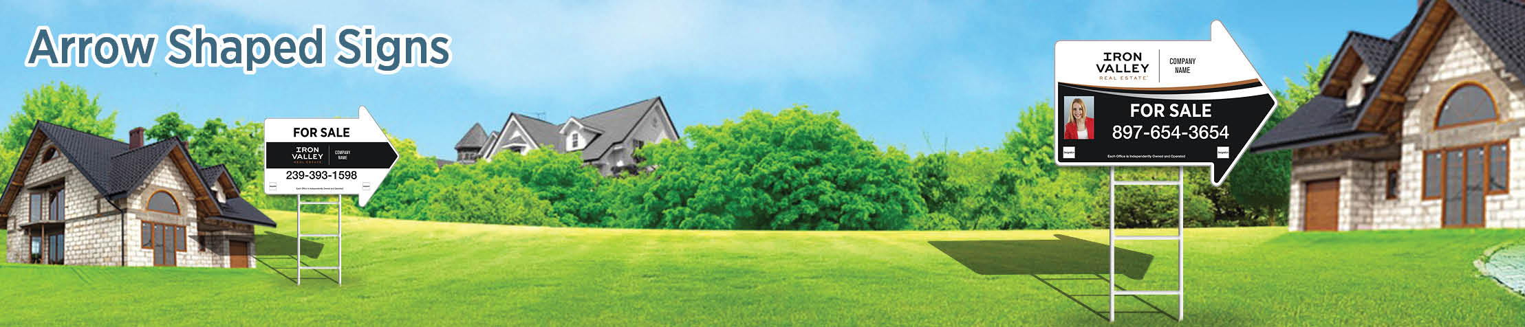Iron Valley Real Estate Arrow Shaped Signs - IVRE approved vendor directional real estate signs | BestPrintBuy.com