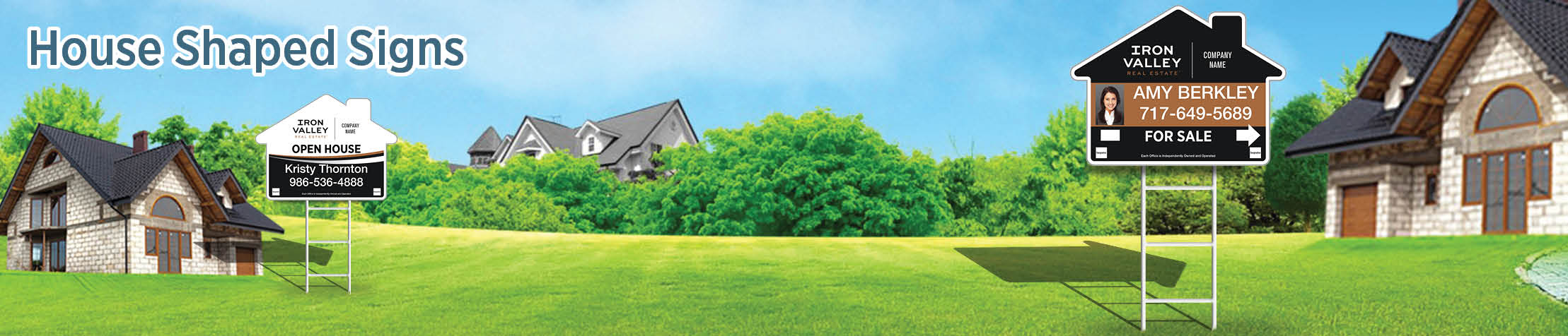 Iron Valley Real Estate House Shaped Signs - IVRE approved vendor real estate signs | BestPrintBuy.com