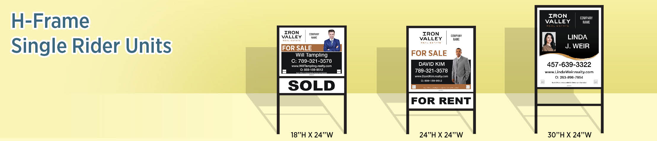 Iron Valley Real Estate H-Frame Single Rider Units - IVRE approved vendor real estate signs | BestPrintBuy.com