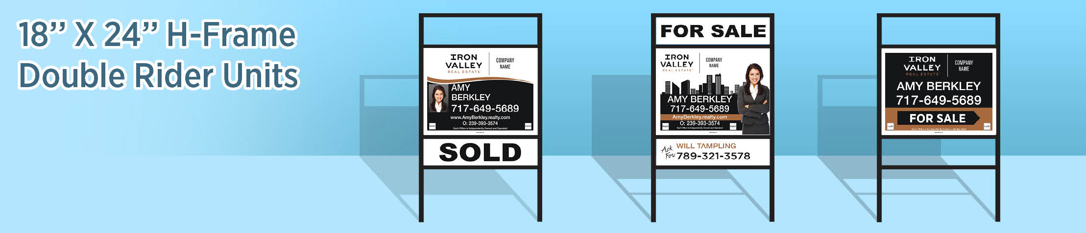 Iron Valley Real Estate H-Frame Double Rider Units - IVRE approved vendor real estate signs | BestPrintBuy.com