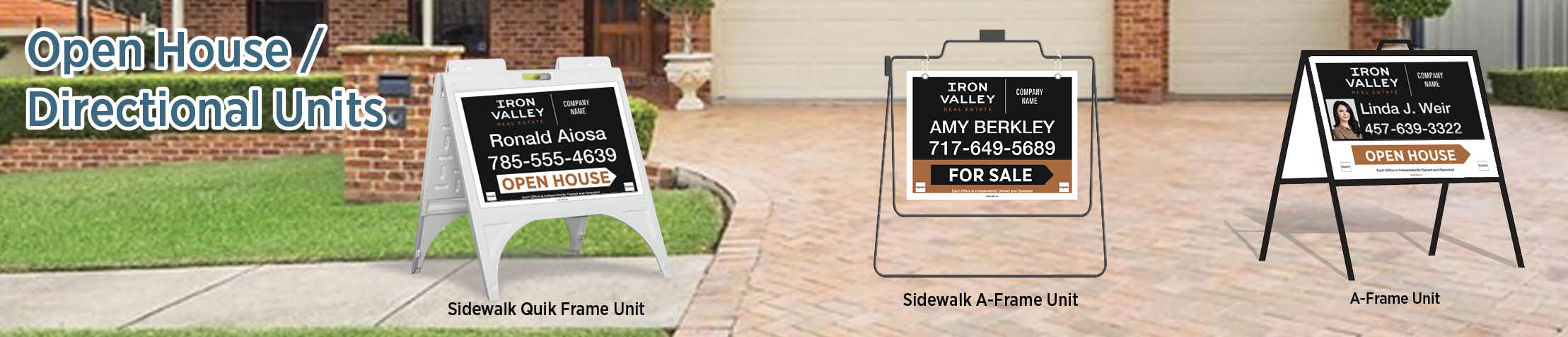 Iron Valley Real Estate Open House/Directional Units - IVRE approved vendor real estate Sidewalk A-Frame signs | BestPrintBuy.com