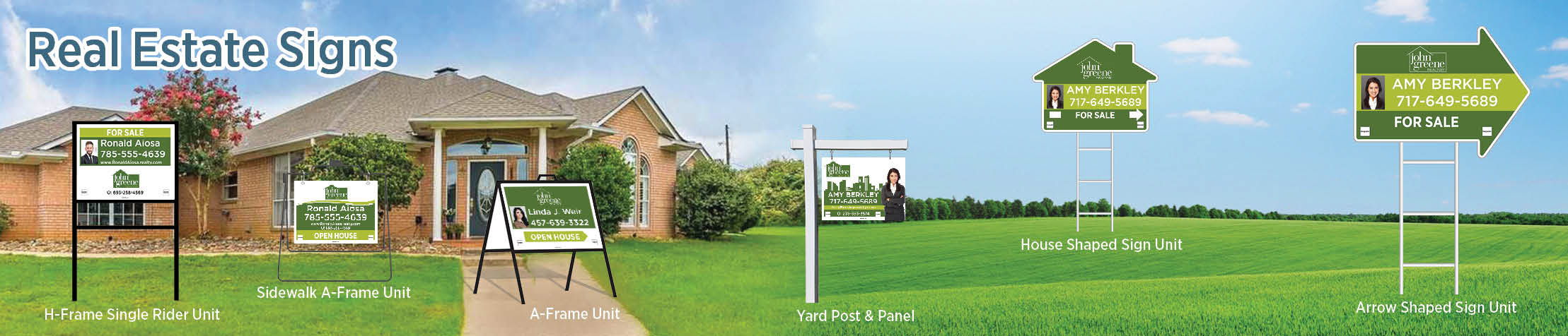 John Greene Realtor Real Estate Signs - JGR real estate signs - H-Frame Units, Directional Signs, A-Frame Units, Yard Post and Panel | BestPrintBuy.com