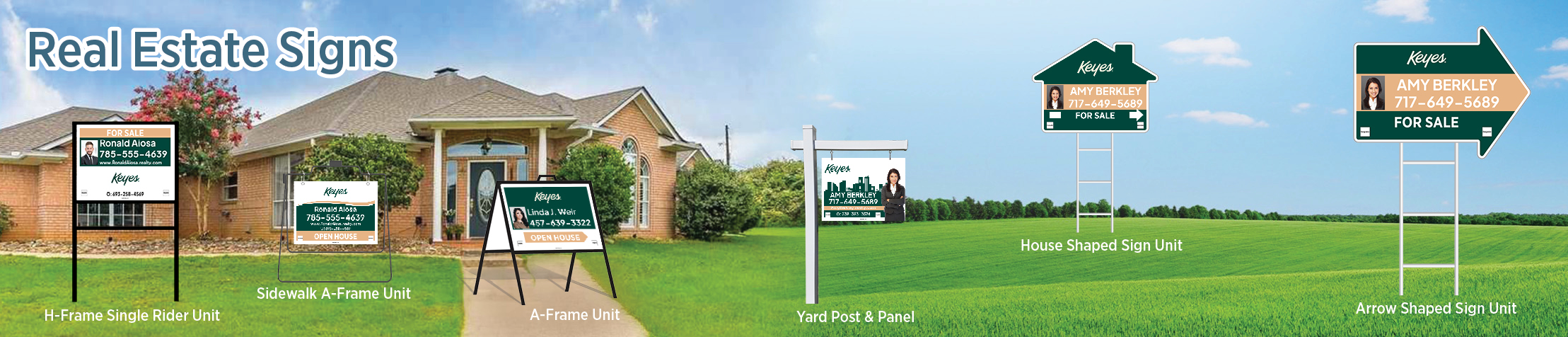 Keyes Real Estate Signs - KE real estate signs - H-Frame Units, Directional Signs, A-Frame Units, Yard Post and Panel | BestPrintBuy.com