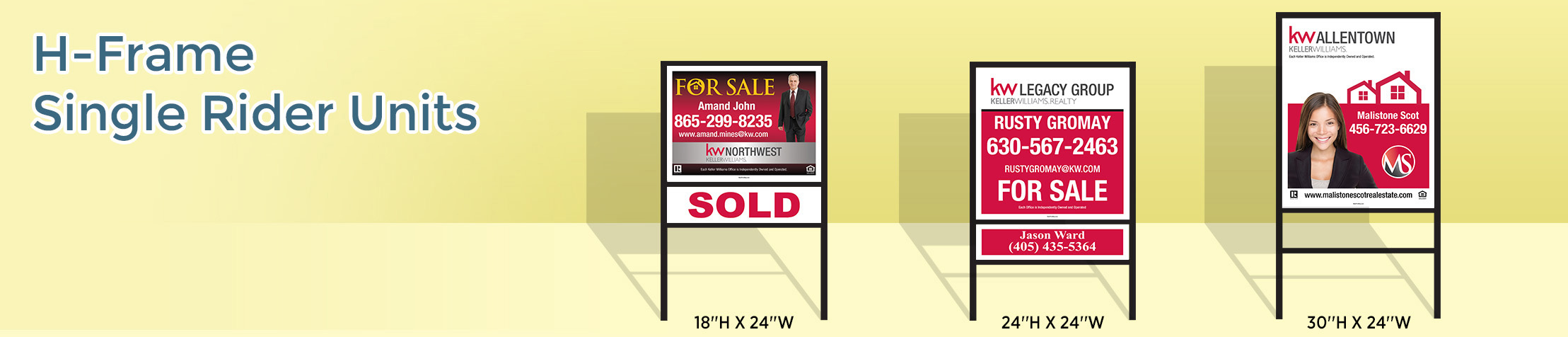 Keller Williams Signs -  H-Frame Single Rider Units  | BestPrintBuy.com