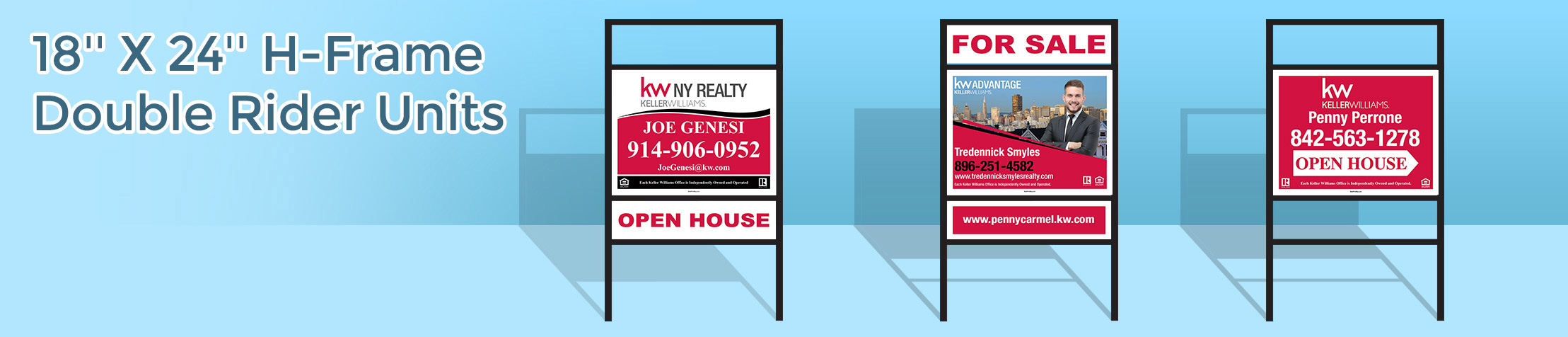 Keller Williams Real Estate H-Frame Double Rider Units - KW approved vendor real estate signs | BestPrintBuy.com