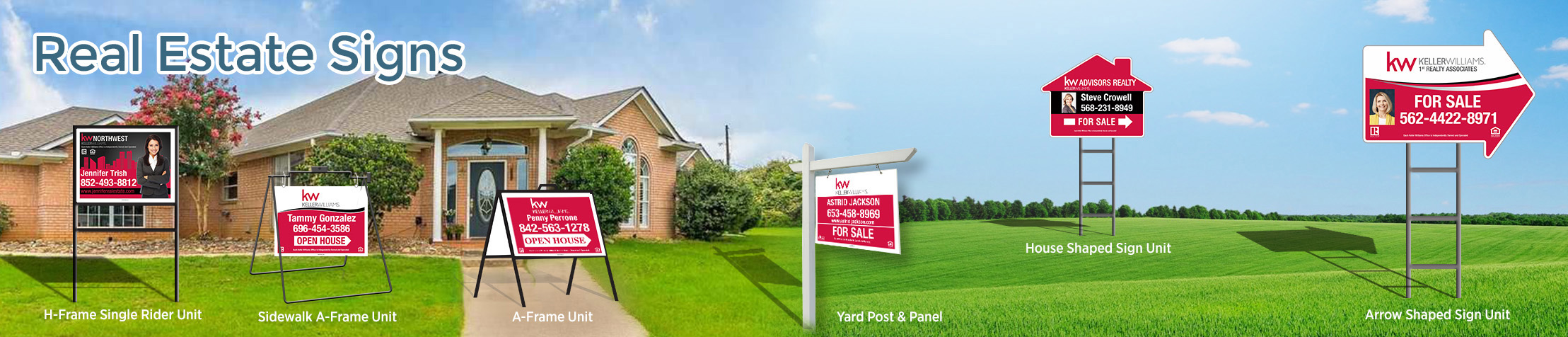 Keller Williams Real Estate Signs - KW approved vendor real estate signs - H-Frame Units, Directional Signs, A-Frame Units, Yard Post and Panel | BestPrintBuy.com
