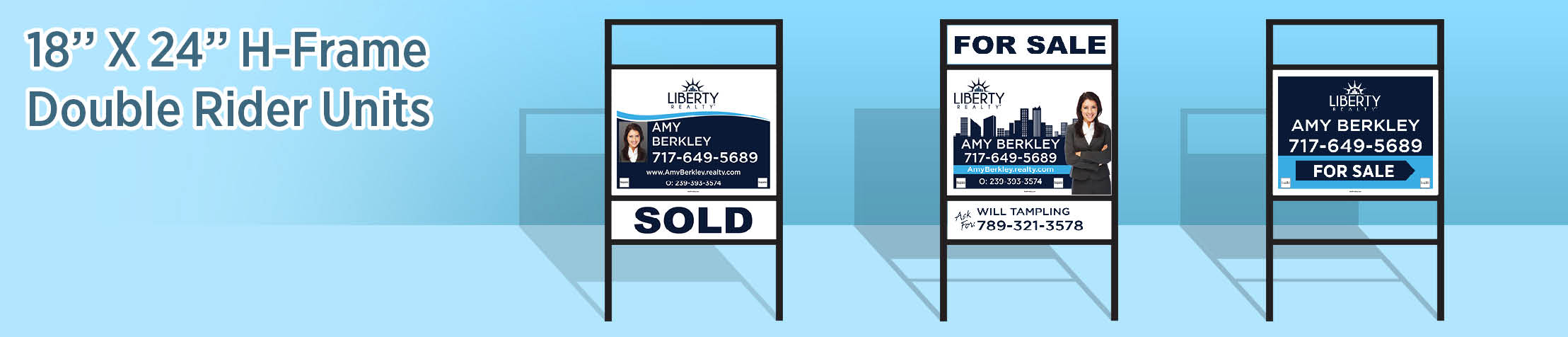 Liberty Realty Real Estate H-Frame Double Rider Units - LIR real estate signs | BestPrintBuy.com