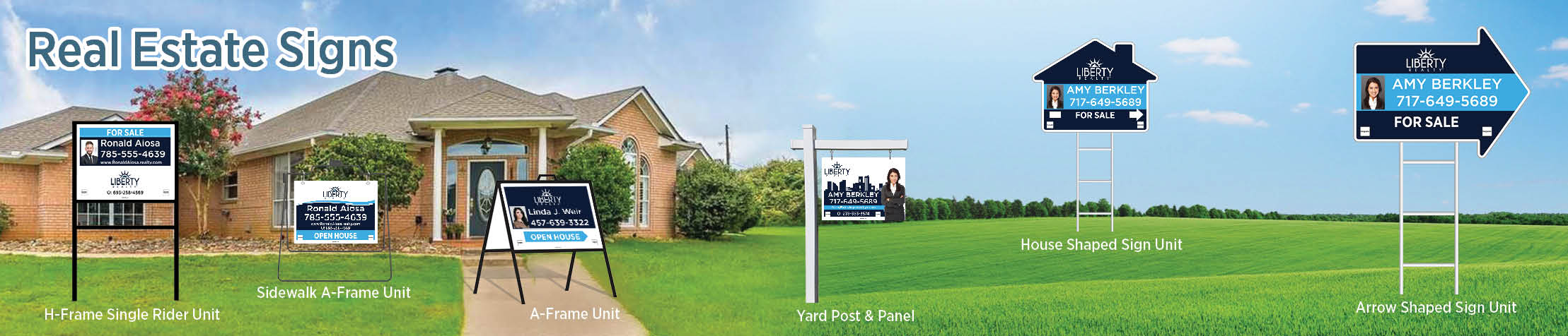 Liberty Realty Real Estate Signs - LIR real estate signs - H-Frame Units, Directional Signs, A-Frame Units, Yard Post and Panel | BestPrintBuy.com