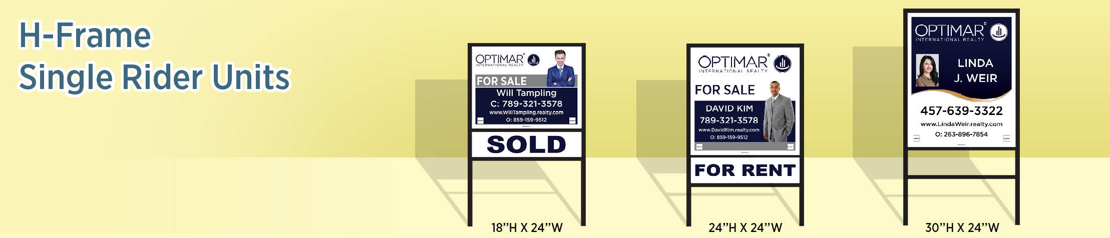 Optimar International Real Estate H-Frame Single Rider Units - OIR real estate signs | BestPrintBuy.com