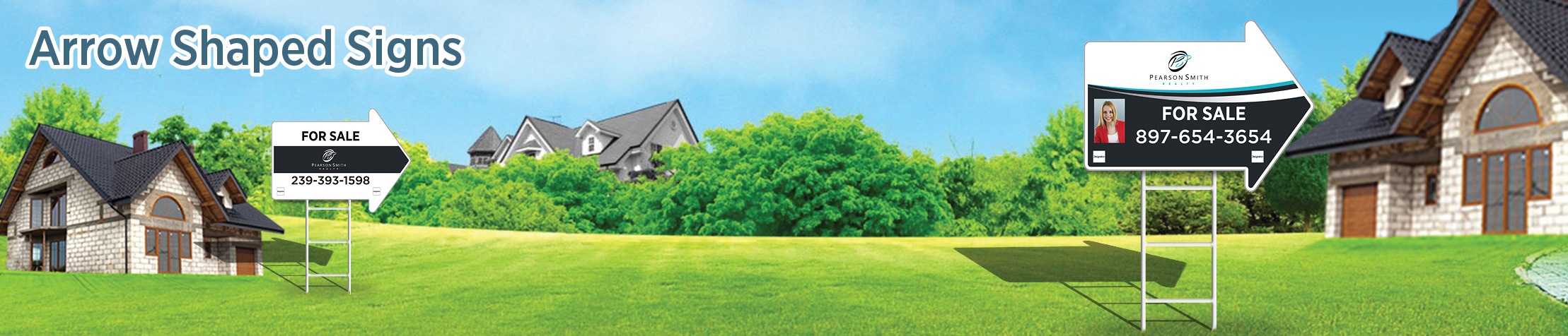 Pearson Smith Realty Real Estate Arrow Shaped Signs - PSR directional real estate signs | BestPrintBuy.com
