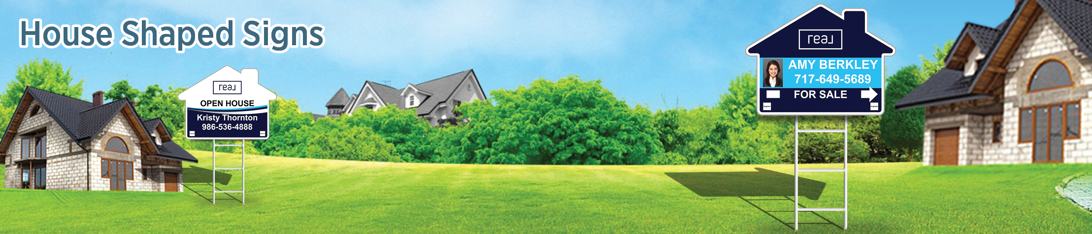 Real Real Estate House Shaped Signs - real estate signs | BestPrintBuy.com