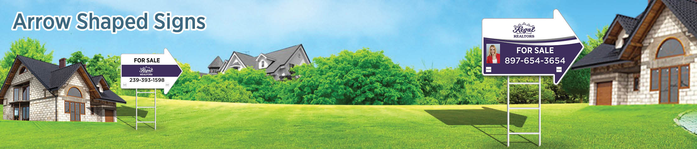 Regal Realtors Real Estate Arrow Shaped Signs - RRS directional real estate signs | BestPrintBuy.com