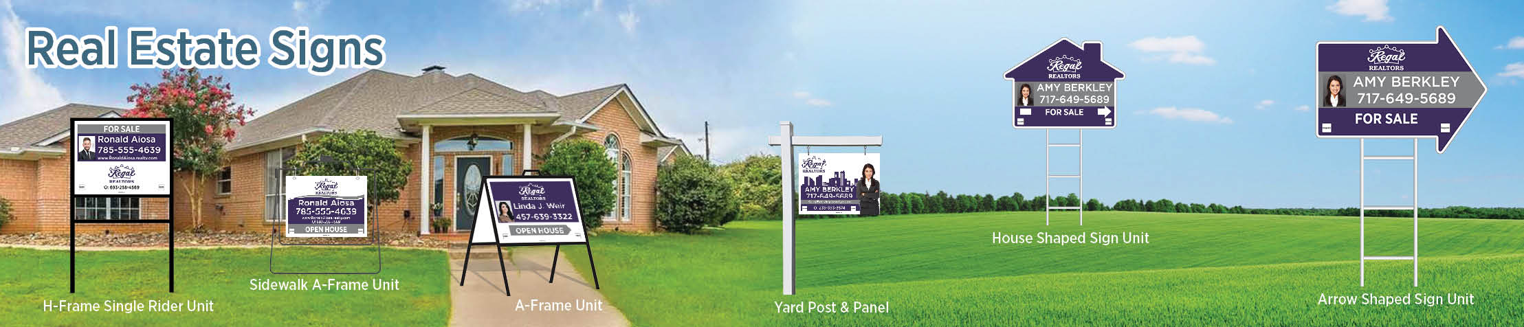Regal Realtors Real Estate Signs - RRS real estate signs - H-Frame Units, Directional Signs, A-Frame Units, Yard Post and Panel | BestPrintBuy.com