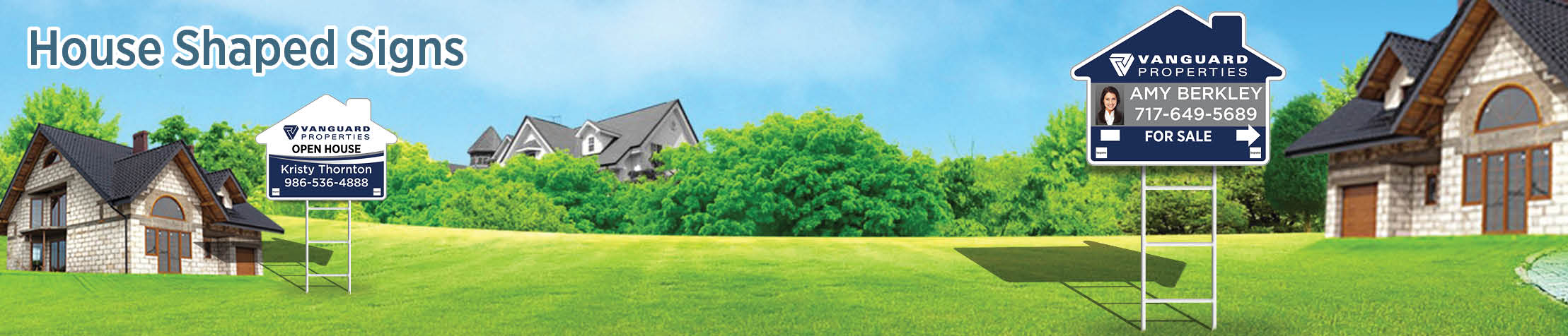 Vanguard Properties Real Estate House Shaped Signs - VP real estate signs | BestPrintBuy.com
