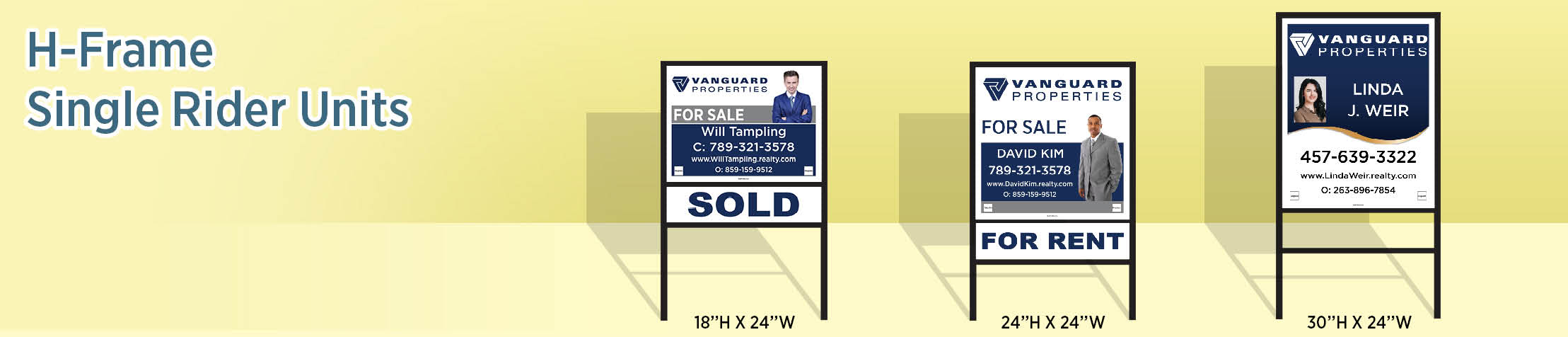 Vanguard Properties Real Estate H-Frame Single Rider Units - real estate signs | BestPrintBuy.com