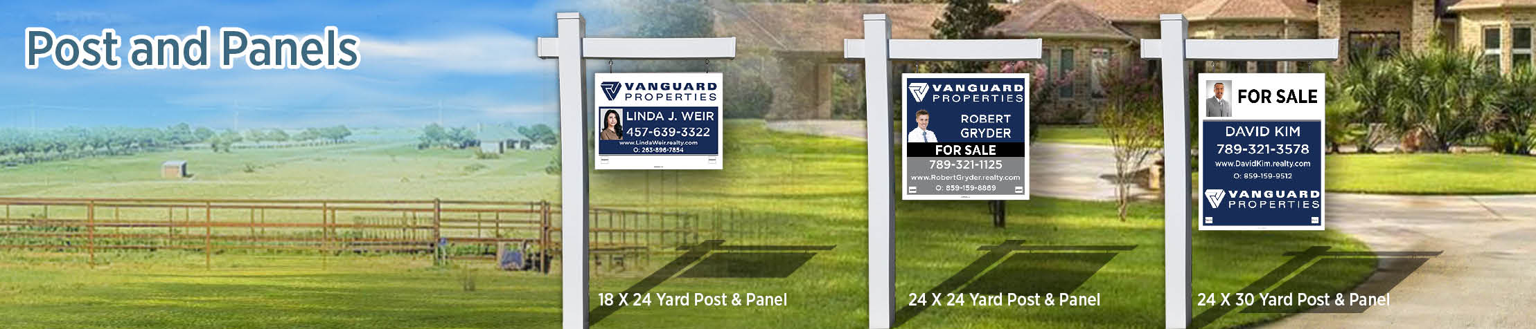 Vanguard Properties Real Estate H-Frame Single Rider Units - KW approved vendor real estate signs | BestPrintBuy.com