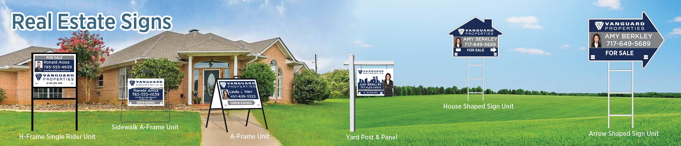 Vanguard Properties Real Estate Signs - VP real estate signs - H-Frame Units, Directional Signs, A-Frame Units, Yard Post and Panel | BestPrintBuy.com