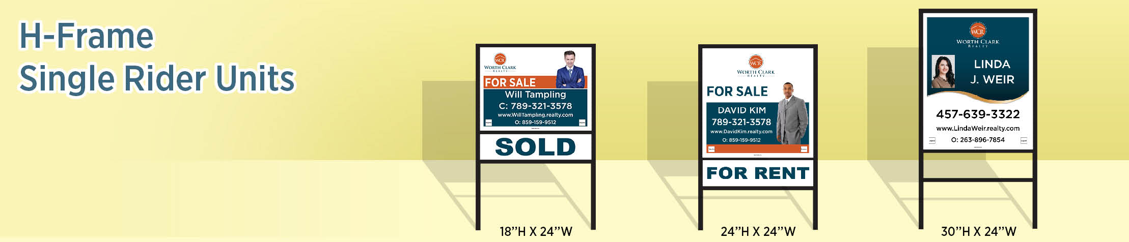 Worth Clark Realty Real Estate H-Frame Single Rider Units - WCR approved vendor real estate signs | BestPrintBuy.com