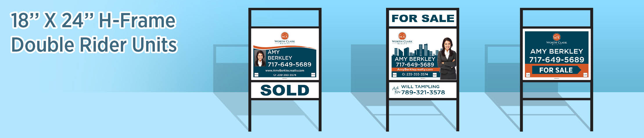 Worth Clark Realty Real Estate H-Frame Double Rider Units - WCR approved vendor real estate signs | BestPrintBuy.com
