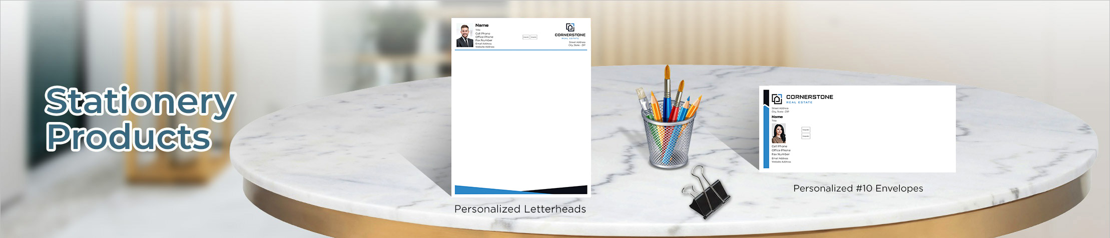 Cornerstone Real Estate Real Estate Stationery Products - Cornerstone Real Estate - Custom Letterhead & Envelopes Stationery Products for Realtors | BestPrintBuy.com