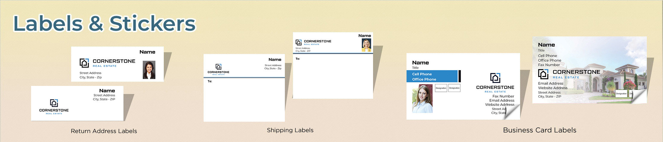 Cornerstone Real Estate Real Estate Labels and Stickers - Cornerstone Real Estate  business card labels, return address labels, shipping labels, and assorted stickers | BestPrintBuy.com
