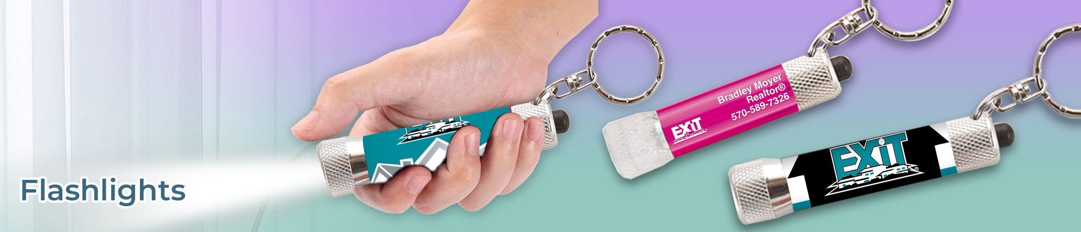 Exit Realty Real Estate Flashlights - Exit Realty approved vendor personalized flashlight key chain promotional items | BestPrintBuy.com