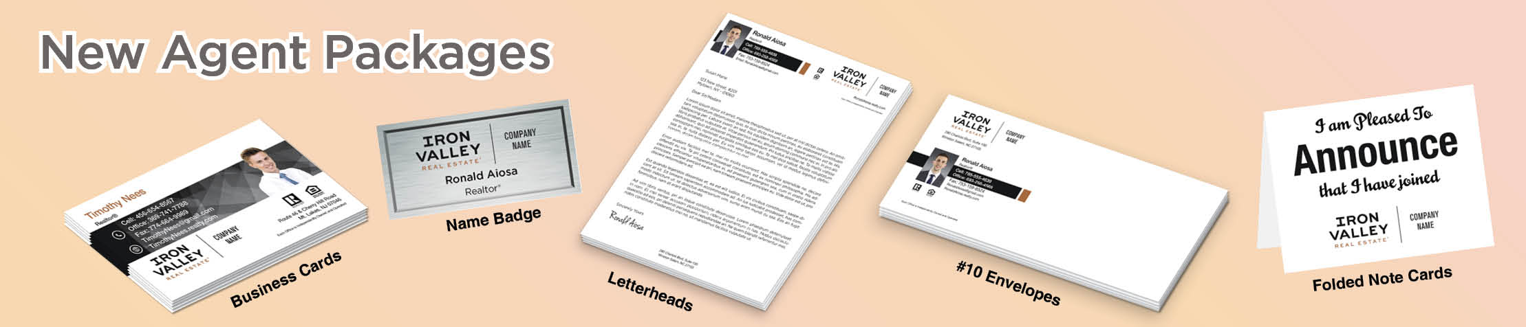 Iron Valley Real Estate Gold, Silver and Bronze Agent Packages - Iron Valley approved vendor personalized business cards, letterhead, envelopes and note cards | BestPrintBuy.com