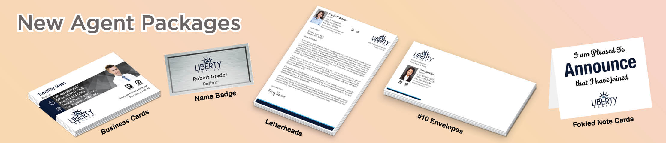 Liberty Realty Real Estate Gold, Silver and Bronze Agent Packages - Liberty Realty approved vendor personalized business cards, letterhead, envelopes and note cards | BestPrintBuy.com