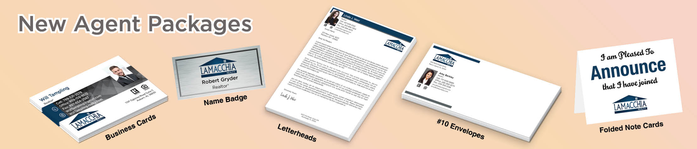 Lamacchia Realty Real Estate Gold, Silver and Bronze Agent Packages - Lamacchia Realty approved vendor personalized business cards, letterhead, envelopes and note cards | BestPrintBuy.com