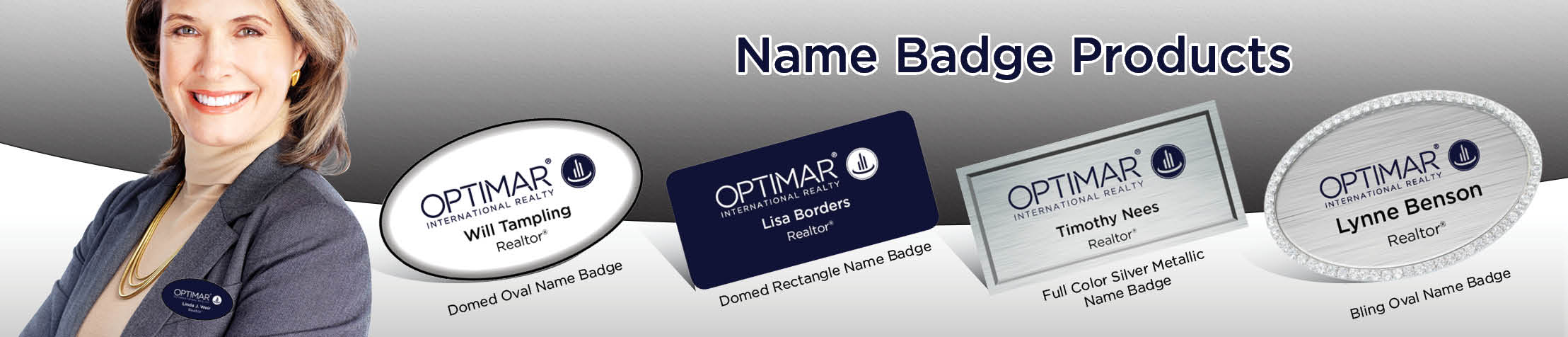 Optimar International Real Estate Name Badge Products - Optimar International Name Tags for Realtors | BestPrintBuy.com