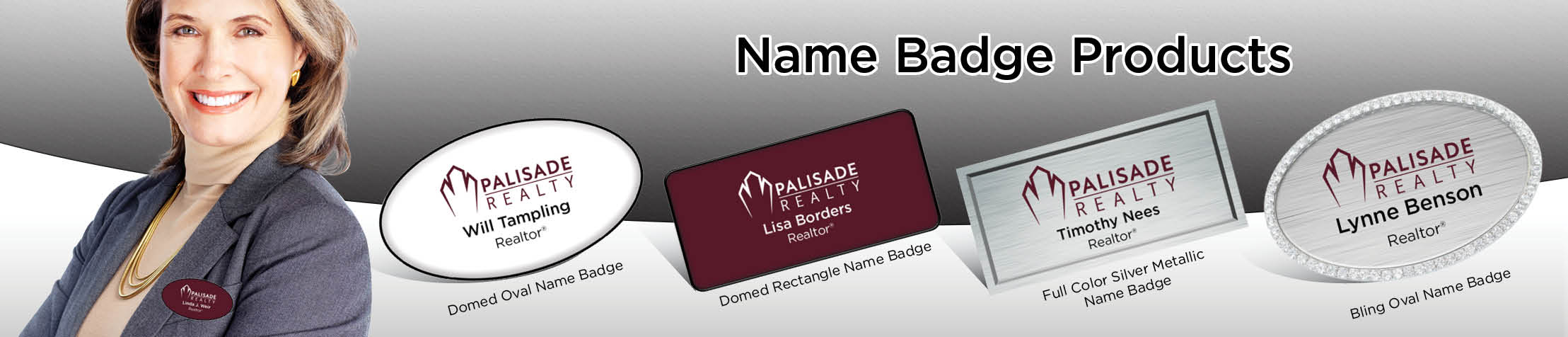 Palisade Realty Real Estate Name Badge Products - Palisade Realty Name Tags for Realtors | BestPrintBuy.com