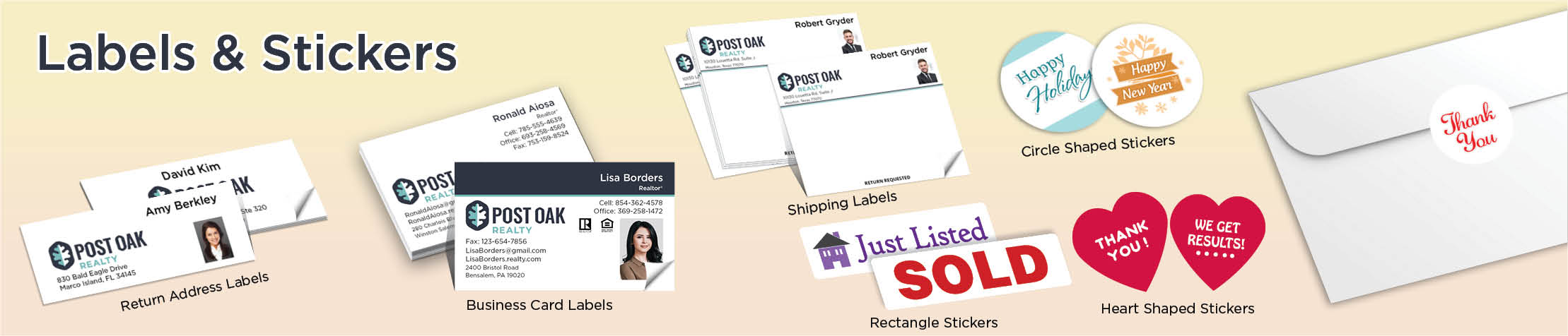 Post Oak Realty Real Estate Labels and Stickers - MHRS business card labels, return address labels, shipping labels, and assorted stickers | BestPrintBuy.com