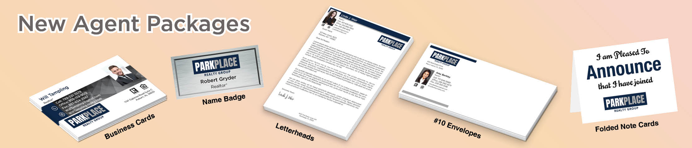 Park Place Realty Group Real Estate Gold, Silver and Bronze Agent Packages - Park Place Realty Group approved vendor personalized business cards, letterhead, envelopes and note cards | BestPrintBuy.com