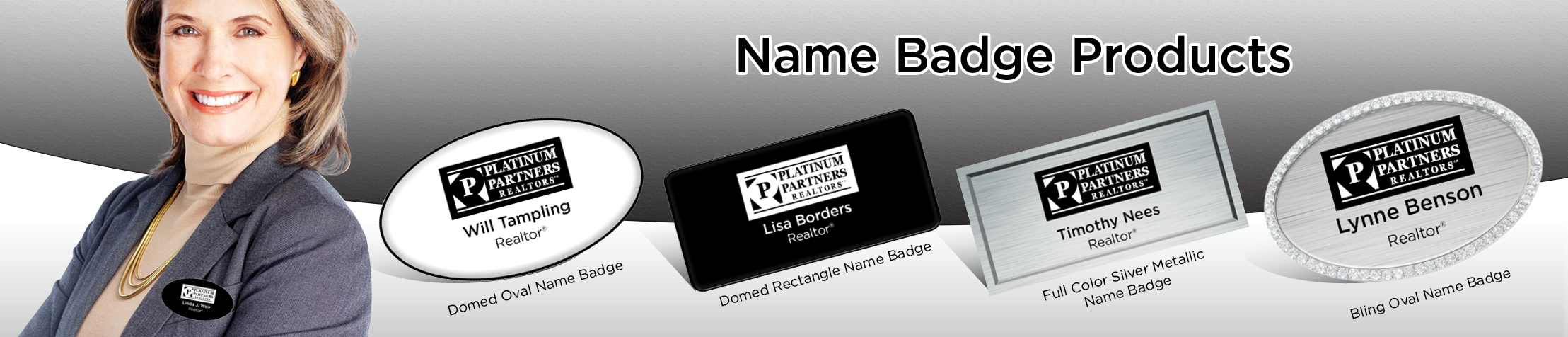 Platinum Partners Realtors Real Estate Name Badge Products - Platinum Partners Realtors Name Tags for Realtors | BestPrintBuy.com