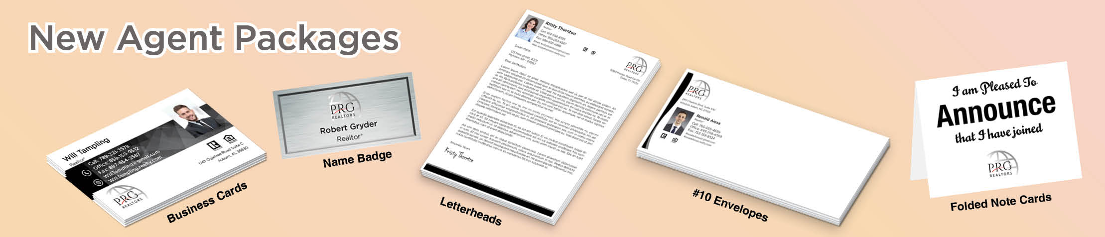 PRG Realtors Real Estate Gold, Silver and Bronze Agent Packages - PRG Realtors approved vendor personalized business cards, letterhead, envelopes and note cards | BestPrintBuy.com