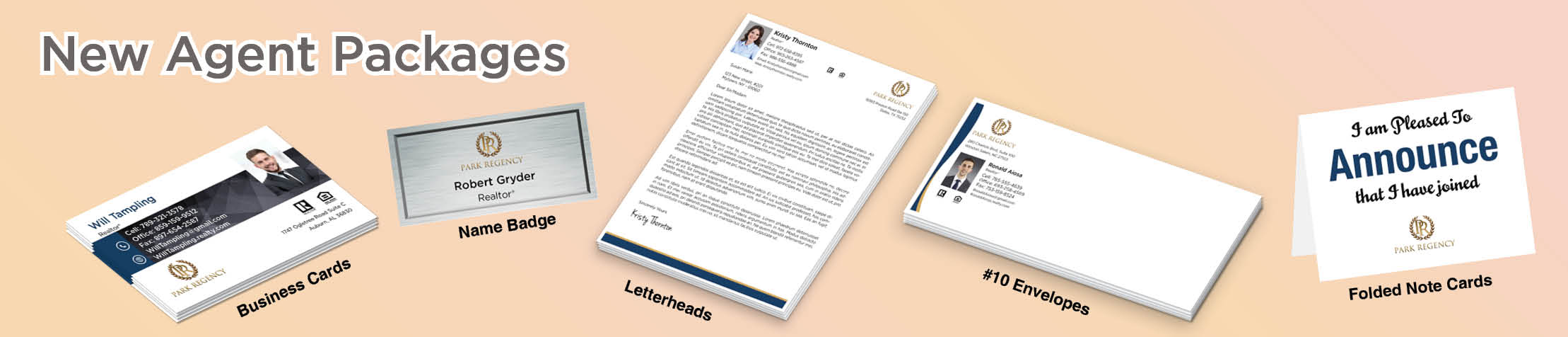 Park Regency Real Estate Gold, Silver and Bronze Agent Packages - Park Regency approved vendor personalized business cards, letterhead, envelopes and note cards | BestPrintBuy.com