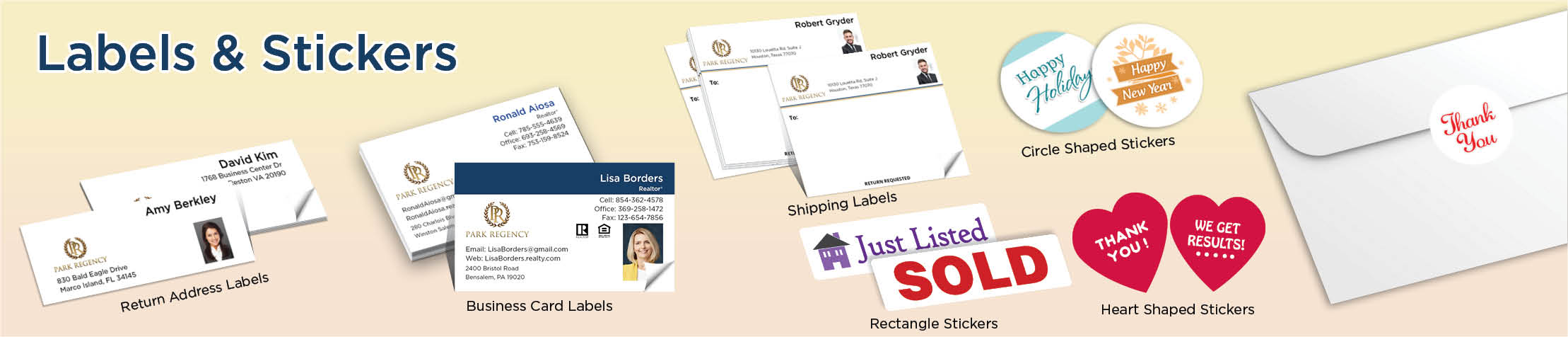 Park Regency Real Estate Labels and Stickers - MHRS business card labels, return address labels, shipping labels, and assorted stickers | BestPrintBuy.com