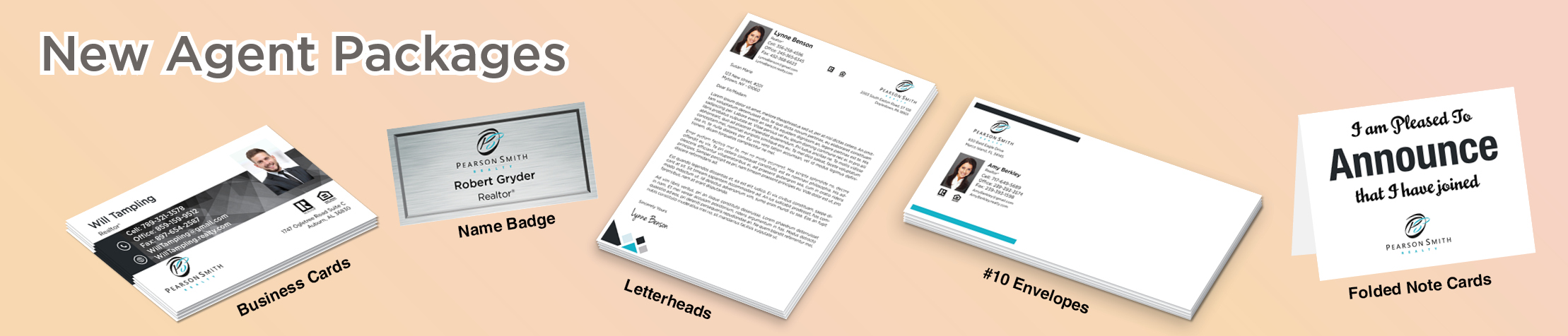 Pearson Smith Realty Real Estate Gold, Silver and Bronze Agent Packages - Pearson Smith Realty approved vendor personalized business cards, letterhead, envelopes and note cards | BestPrintBuy.com