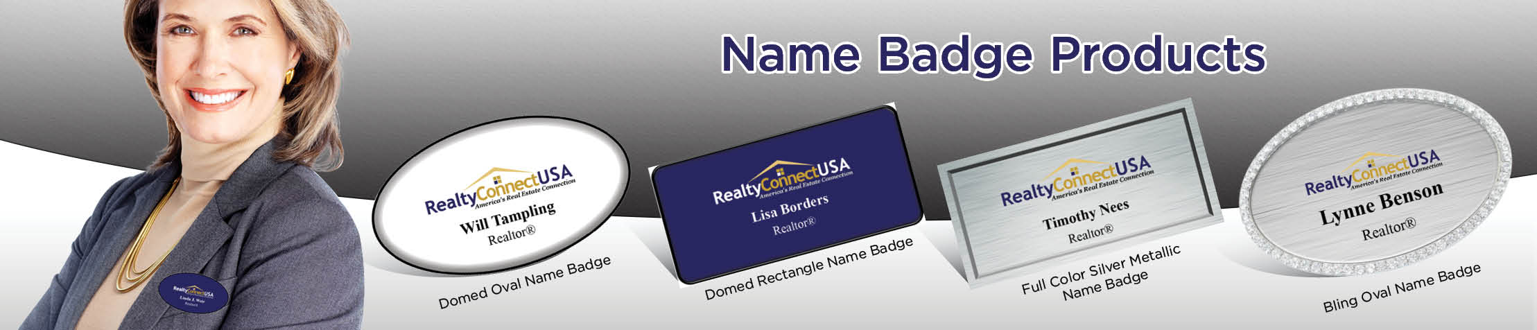Realty Connect USA Real Estate Name Badge Products - Realty Connect USA Name Tags for Realtors | BestPrintBuy.com