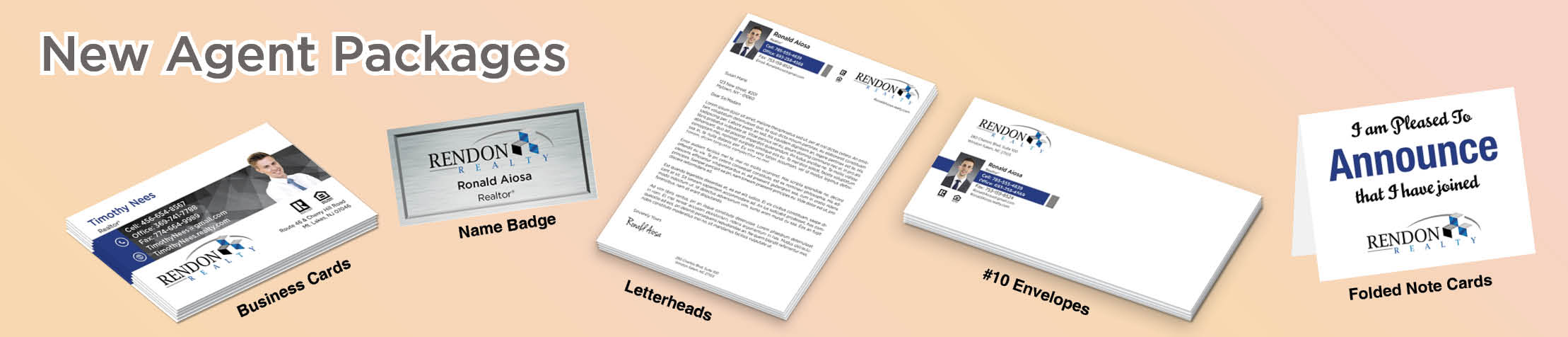 Rendon Realty Real Estate Gold, Silver and Bronze Agent Packages - Rendon Realty approved vendor personalized business cards, letterhead, envelopes and note cards | BestPrintBuy.com