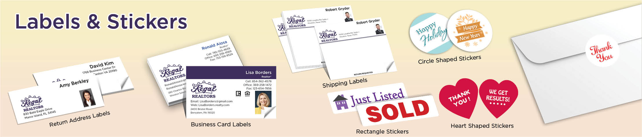 Regal Realtors Real Estate Labels and Stickers - MHRS business card labels, return address labels, shipping labels, and assorted stickers | BestPrintBuy.com