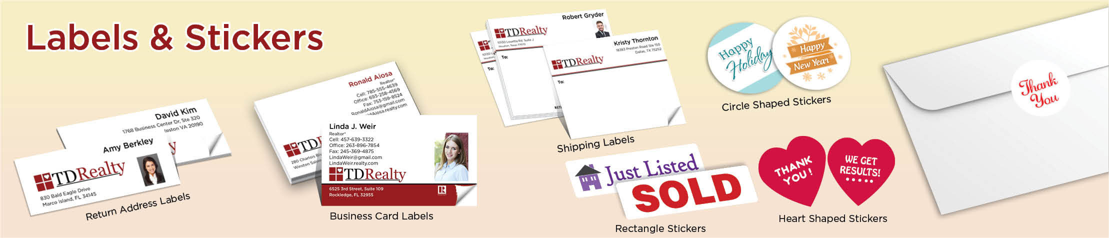 TDRealty Real Estate Labels and Stickers - TDRealty  business card labels, return address labels, shipping labels, and assorted stickers | BestPrintBuy.com