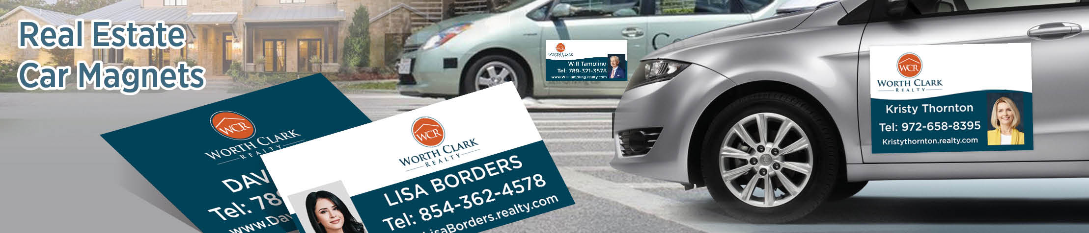 Worth Clark Realty Real Estate Car Magnets - Custom car magnets for realtors, with or without photo | BestPrintBuy.com