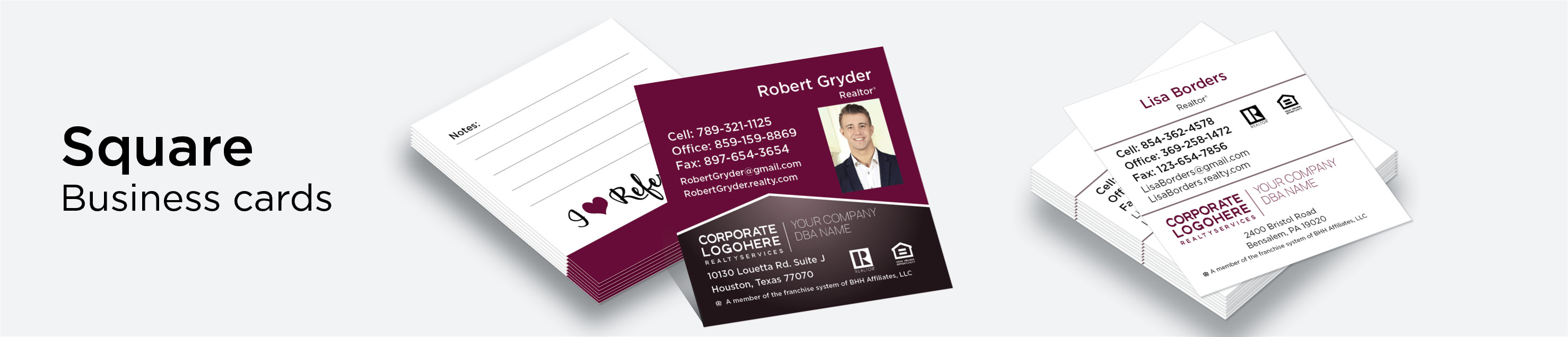 Berkshire Hathaway Real Estate Square Business Cards - Berkshire Hathaway  - Modern, Unique Business Cards for Realtors with a Glossy or Matte Finish | BestPrintBuy.com